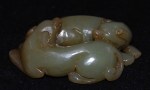 Antikes paar Foo Hunde / Dogs in russet Jade